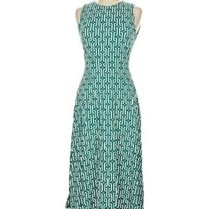 Boden Green Geometric Maxi Dress 12 NWT